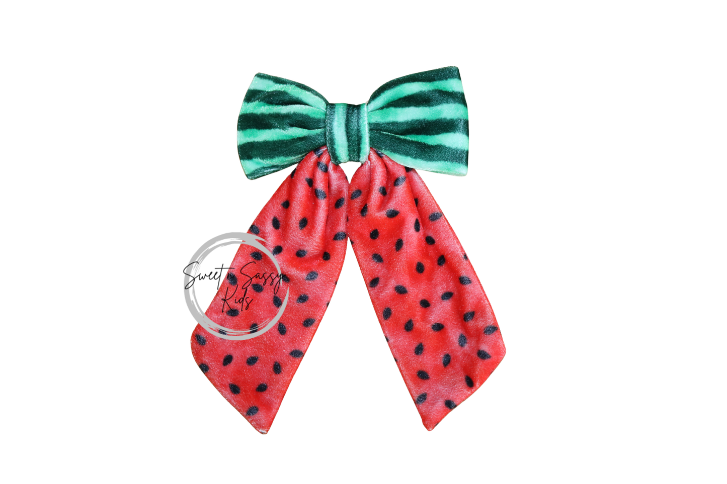 Watermelon Velvet Sailor Bow