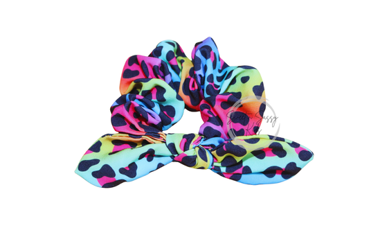Rainbow Leopard Scrunchie