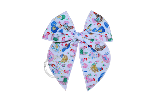 Pink Chicken Fable Bow, 5.5 inch
