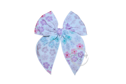 Rainbow Floral Hair Bow, 5.5 inch