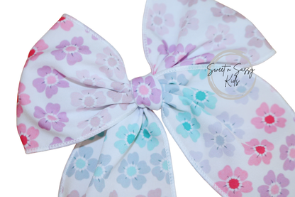 Rainbow Floral Hair Bow, 5.5 inch