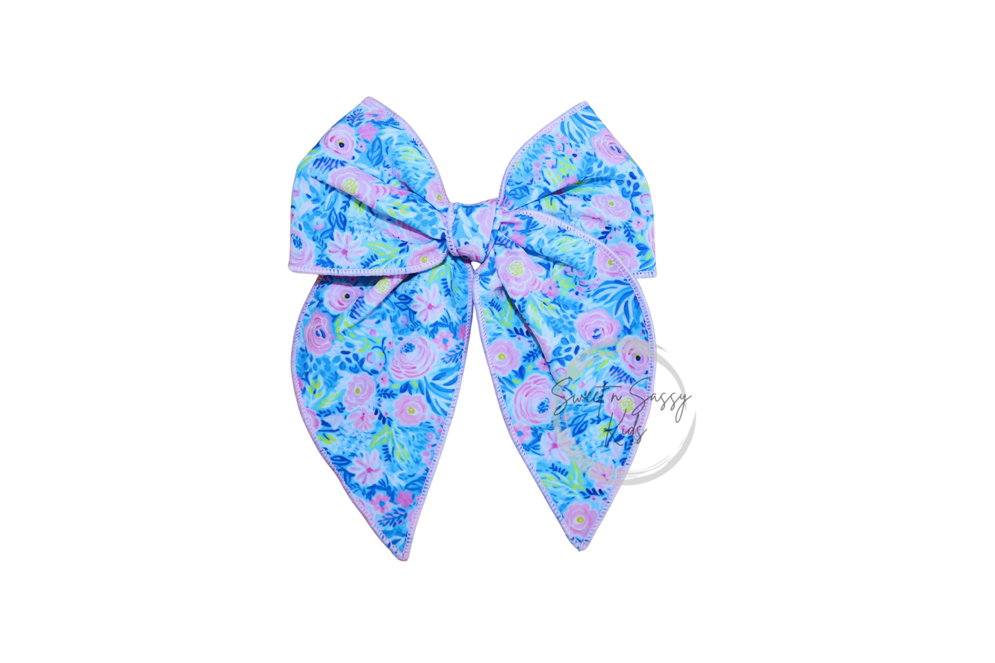 Preppy Pink Floral Fable Bow, 5.5 inch