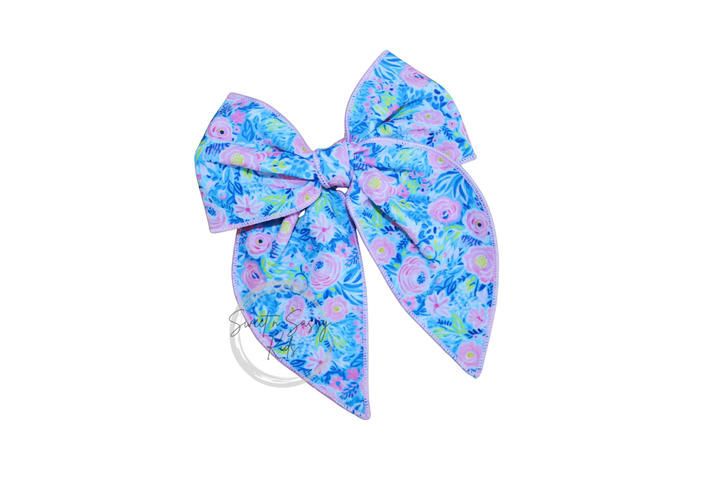 Preppy Pink Floral Fable Bow, 5.5 inch