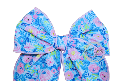 Preppy Pink Floral Fable Bow, 5.5 inch