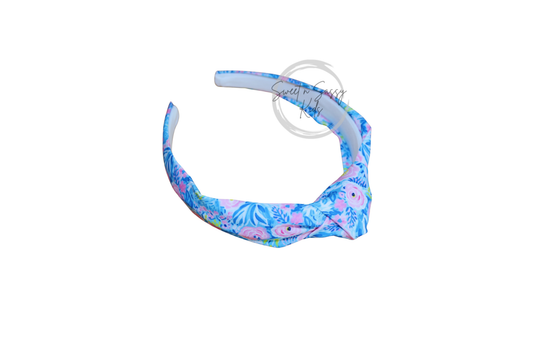 Preppy Pink Floral Knotted Headband