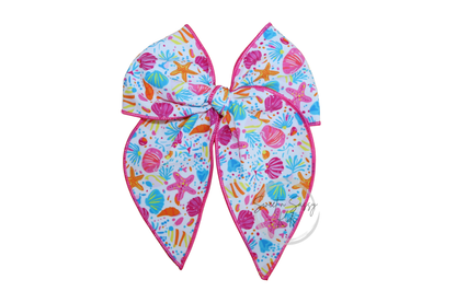 Preppy Seashells Hair Bow, 5.5 inch
