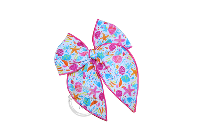 Preppy Seashells Hair Bow, 5.5 inch
