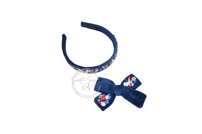 Navy Blue Velvet Sequin Headband