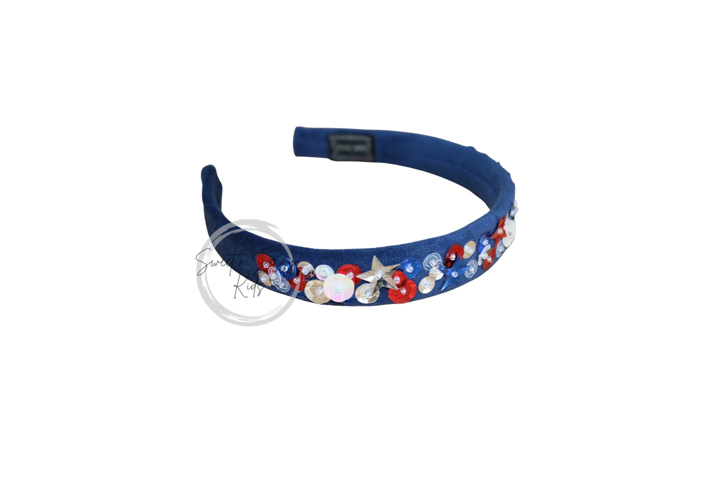 Navy Blue Velvet Sequin Headband