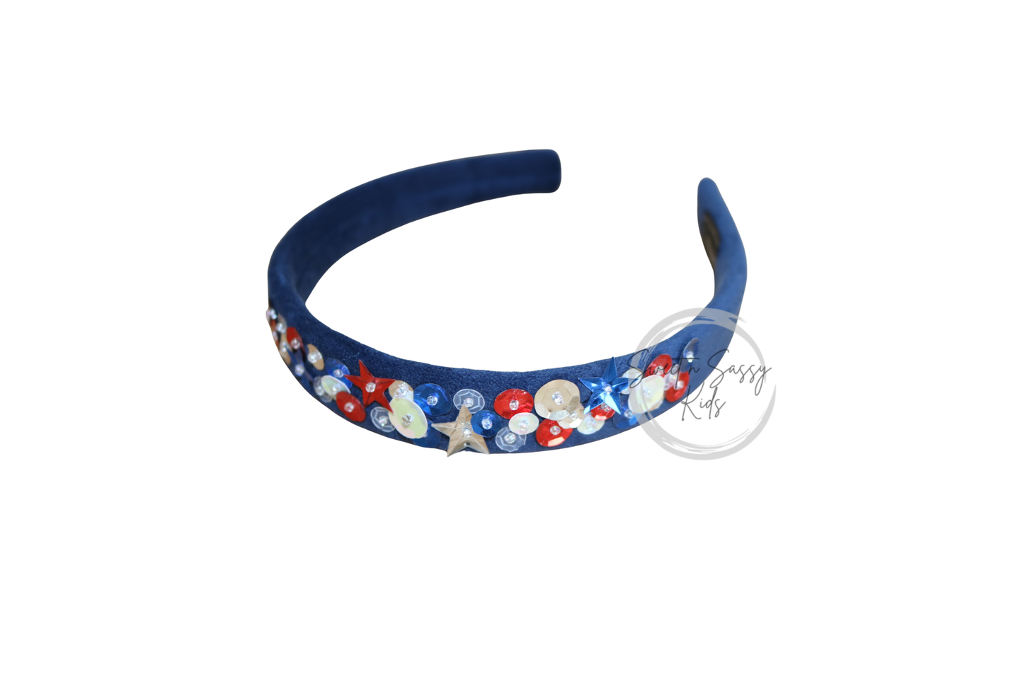 Navy Blue Velvet Sequin Headband