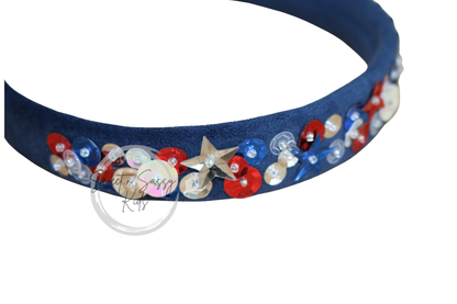 Navy Blue Velvet Sequin Headband