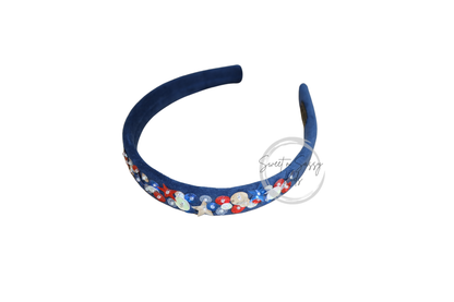 Navy Blue Velvet Sequin Headband