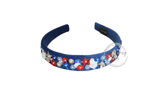Navy Blue Velvet Sequin Headband