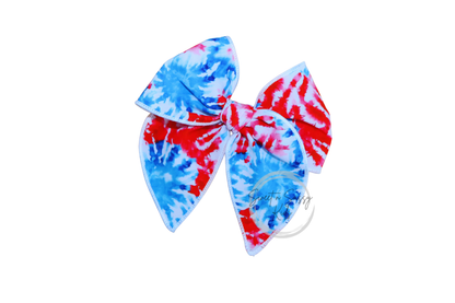 Patriotic Tie Dye Hair Bow or Headband, Small Fable, 4.5 inch