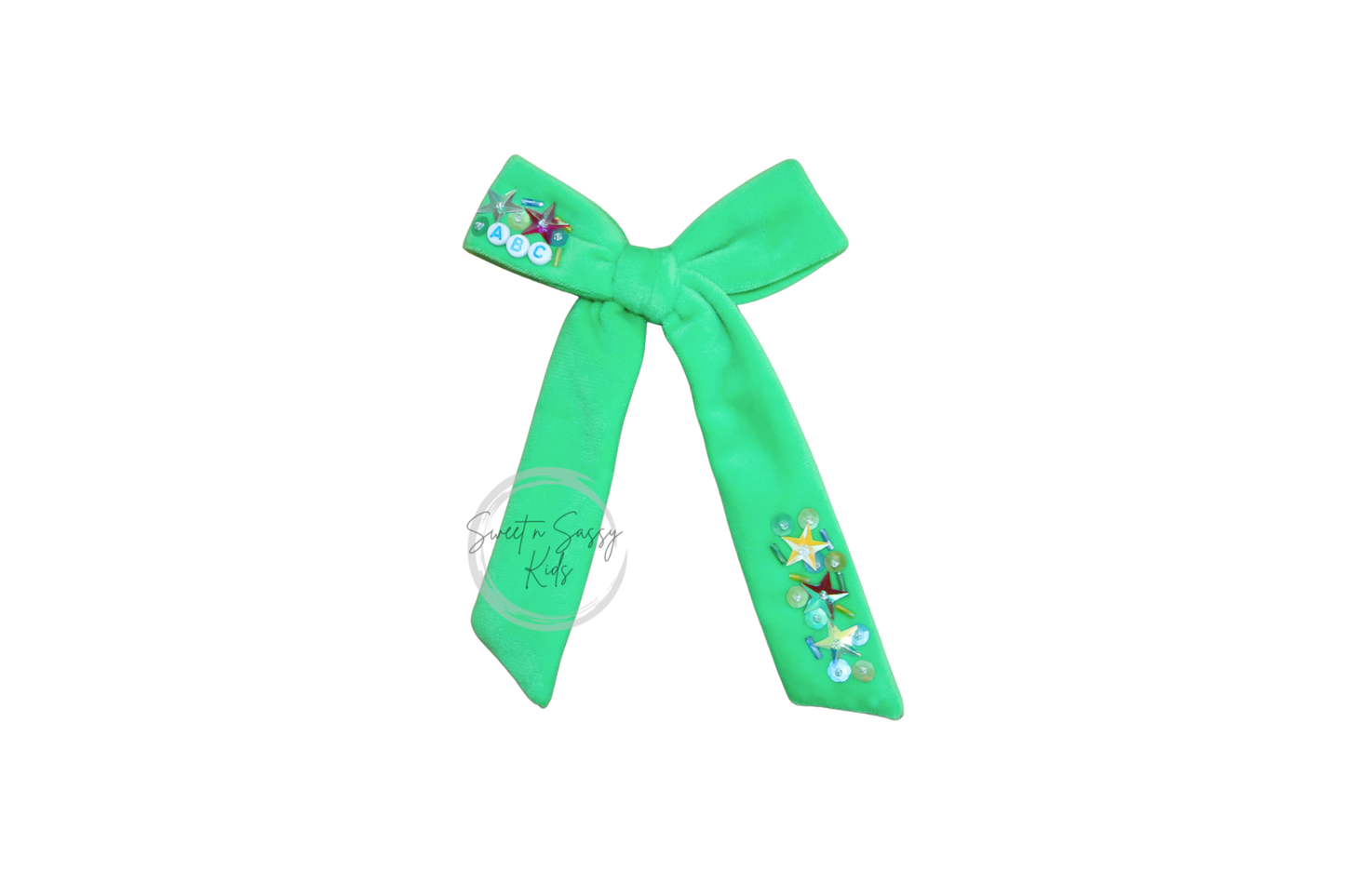 Green Velvet School Bow, ABC