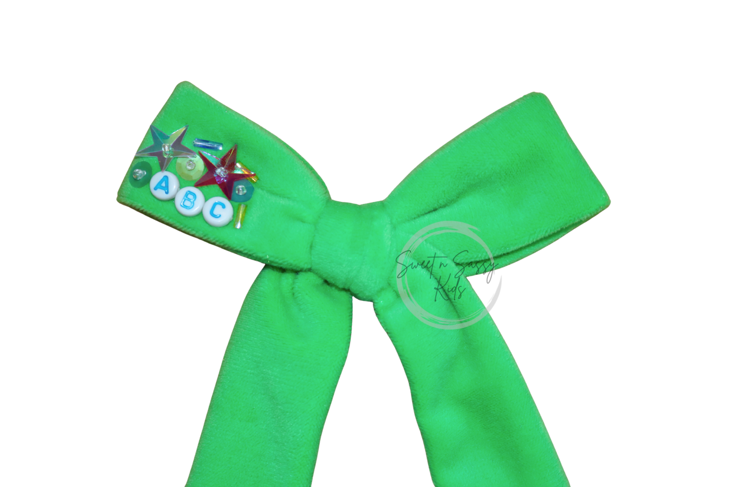 Green Velvet School Bow, ABC