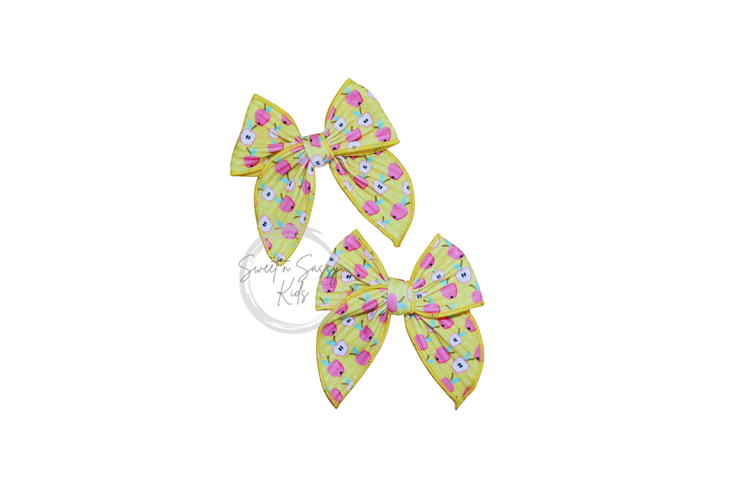 Pink Apple Hair Bow or Headband, 4 inch