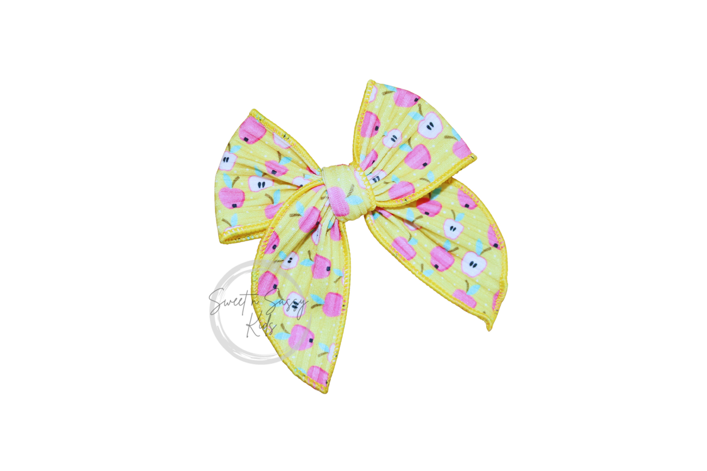 Pink Apple Hair Bow or Headband, 4 inch