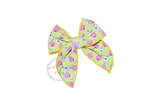 Pink Apple Hair Bow or Headband, 4 inch