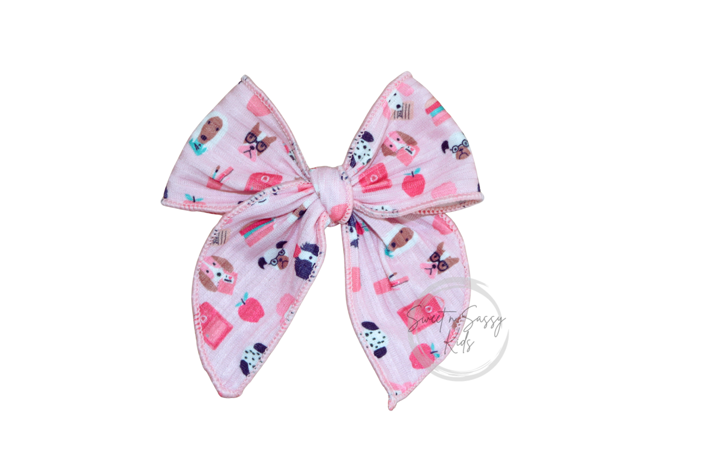 Pink School Dog Hair Bow or Headband, 4 inch
