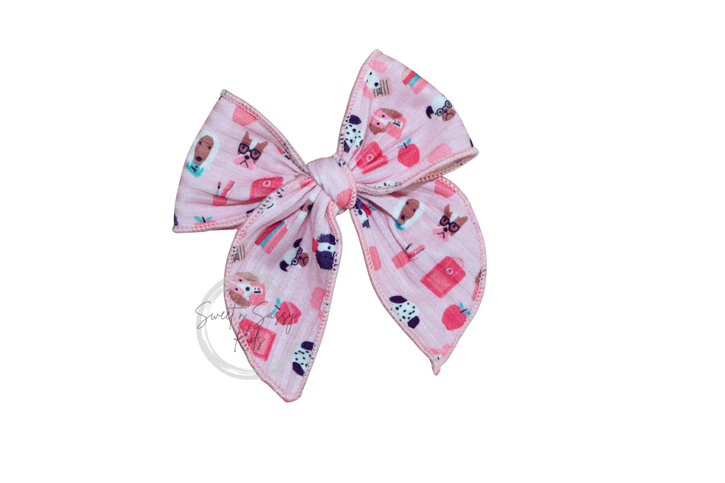 Pink School Dog Hair Bow or Headband, 4 inch