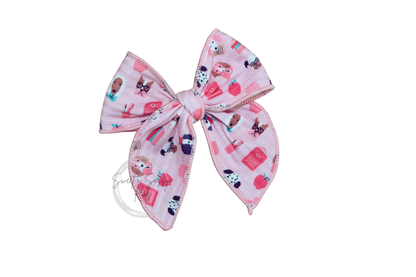 Pink School Dog Hair Bow or Headband, 4 inch