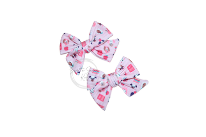 Pink School Dog Pigtail Bow Set, 3.5 inch
