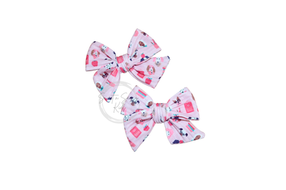 Pink School Dog Pigtail Bow Set, 3.5 inch