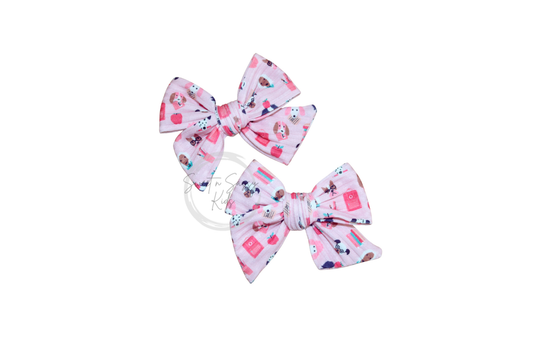 Pink School Dog Pigtail Bow Set, 3.5 inch