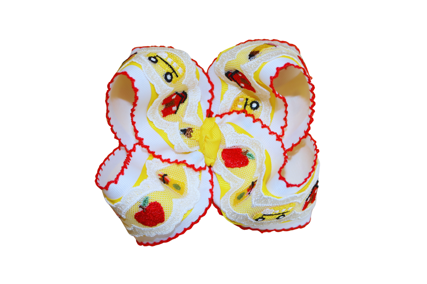School Lace Moonstitch Hair Bow