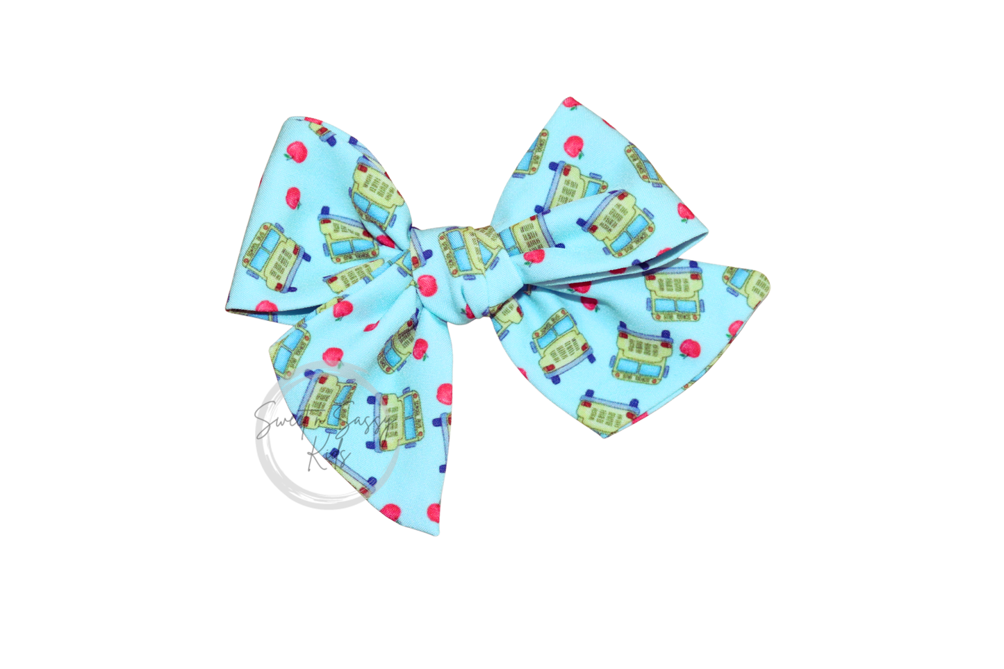 School Bus Bow Set, 3.5 inch, Apple Clippie