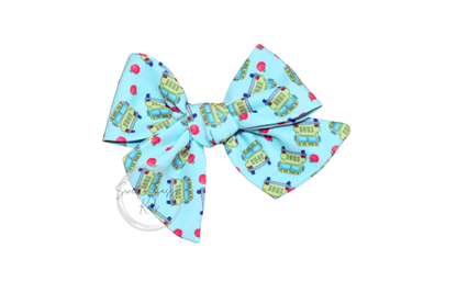 School Bus Bow Set, 3.5 inch, Apple Clippie