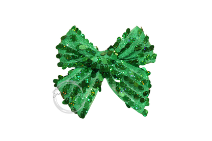 Green Sequin Mesh Bow, 4.5 inch