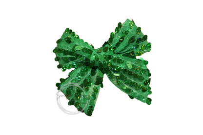Green Sequin Mesh Bow, 4.5 inch