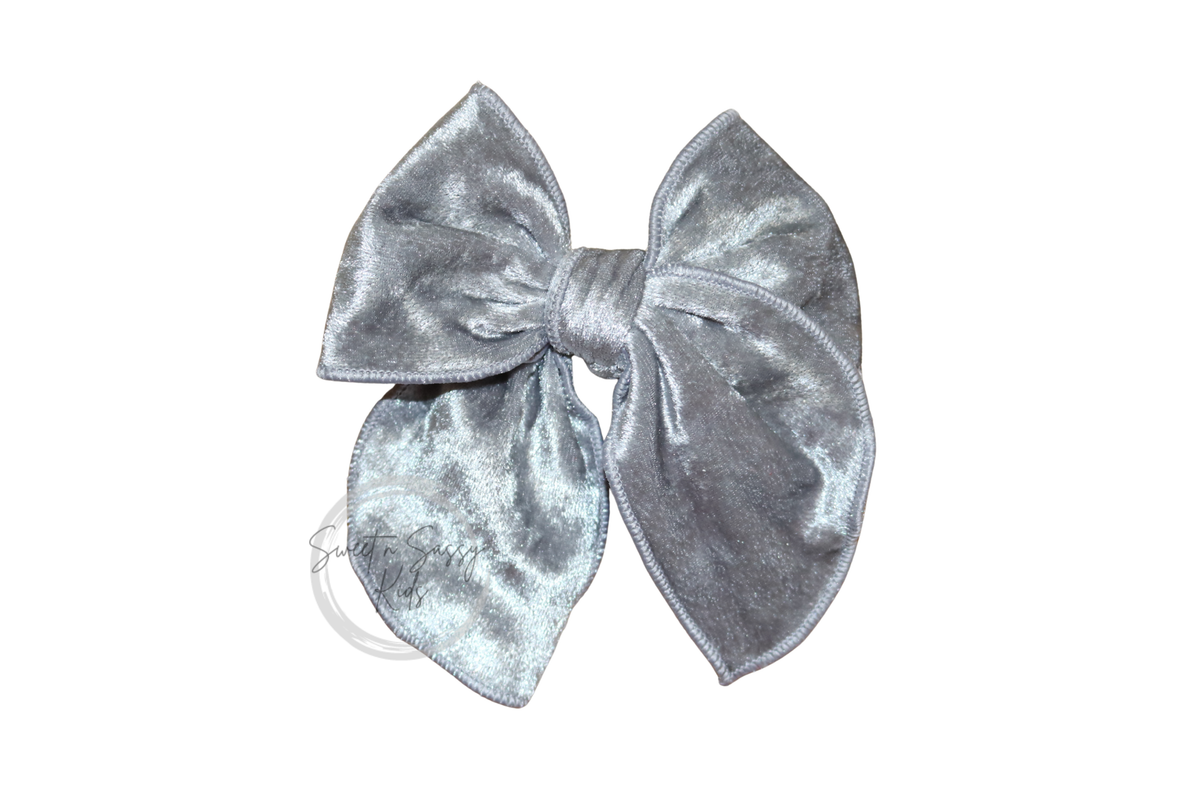 Gray/Silver Velvet Hair Bow, Fall Headband