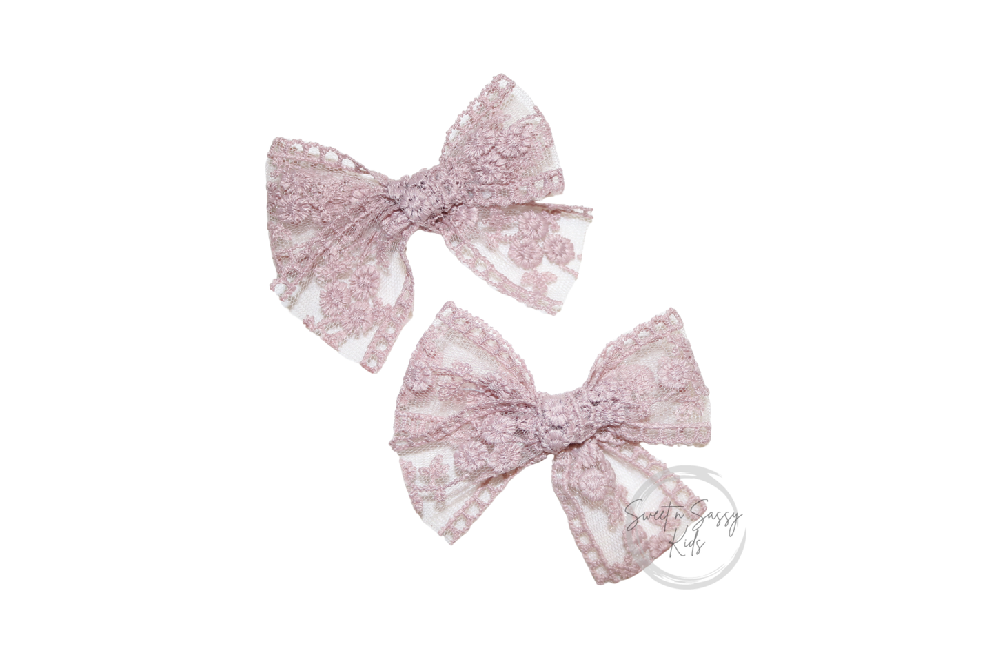 Dusty Blush Lace Pigtail Bow Set