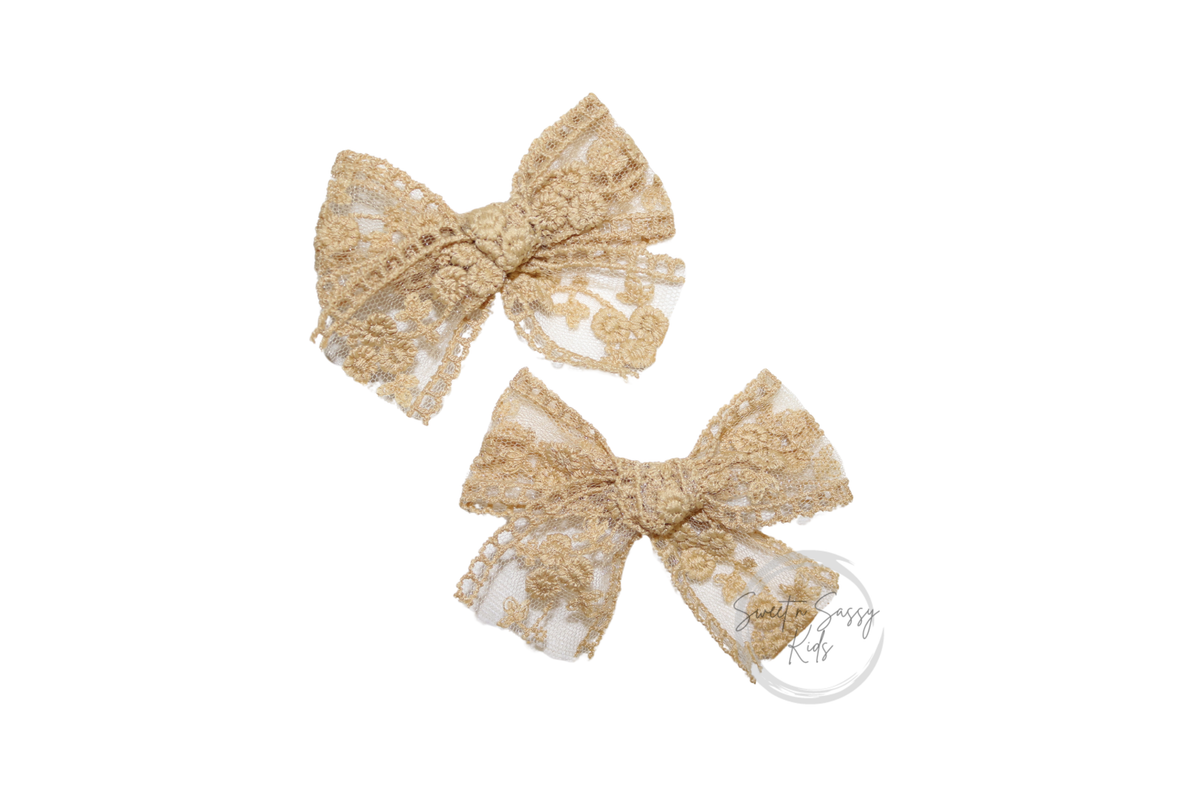 Mustard Lace Pigtail Bow Set