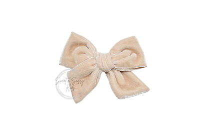 Champagne Velvet Bow Set, Leaf Clippie