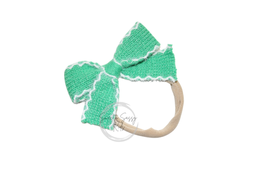 Green Knit Bow or Headband