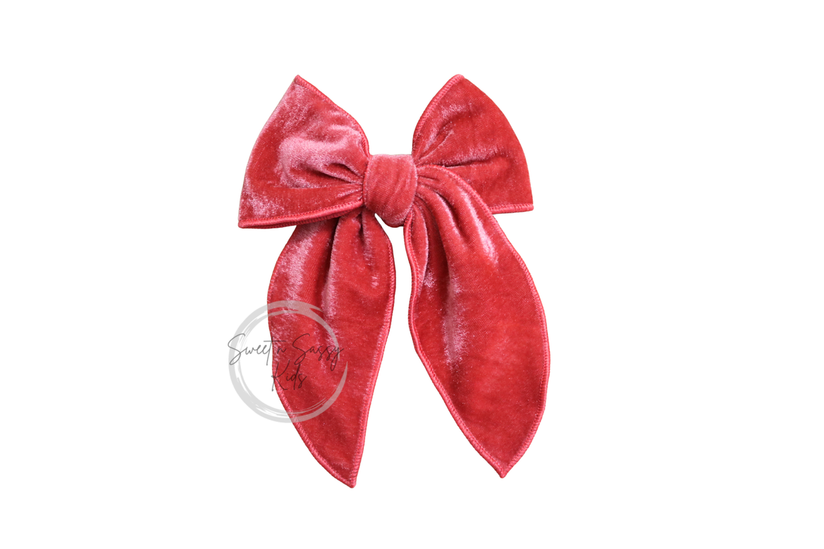 Crimson Red Velvet Hair Bow