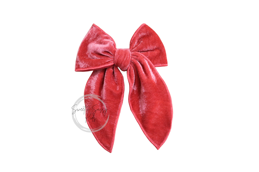 Crimson Red Velvet Hair Bow