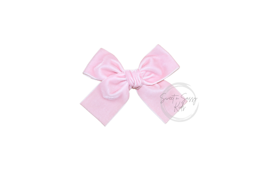 Pink Velvet Ribbon Hair Bow