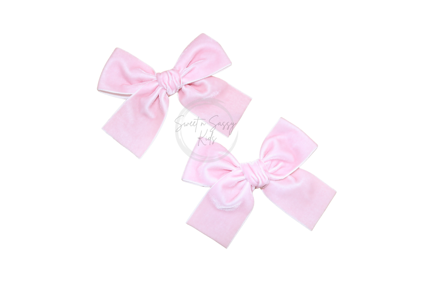Pink Velvet Ribbon Pigtail Set