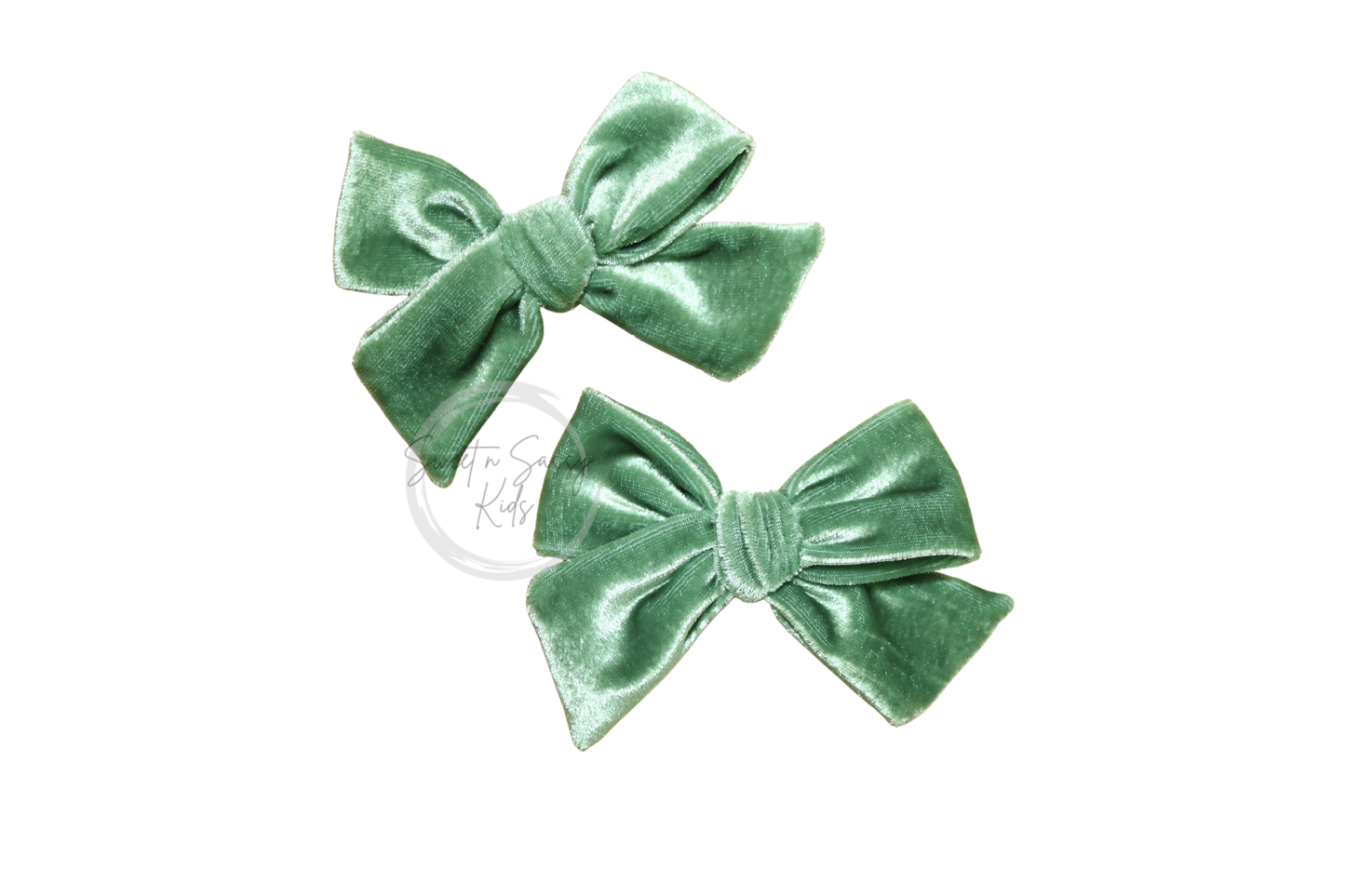 Fern Green Velvet Bow or Headband, Iced Velvet