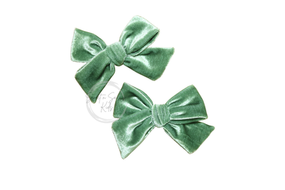 Fern Green Velvet Bow or Headband, Iced Velvet