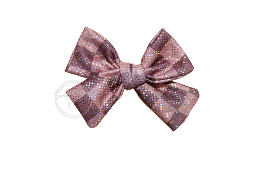 Holographic Brown Checkered Hair Bow