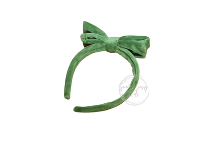 Fern Green Velvet Bow Headband