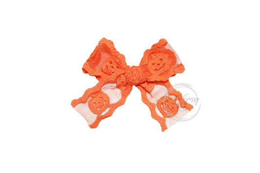 Orange Pumpkin Lace Bow
