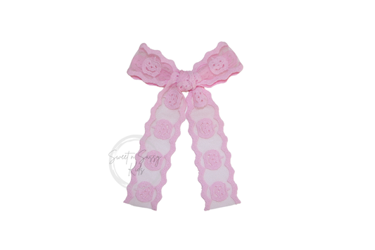 Pink Pumpkin Lace Bow