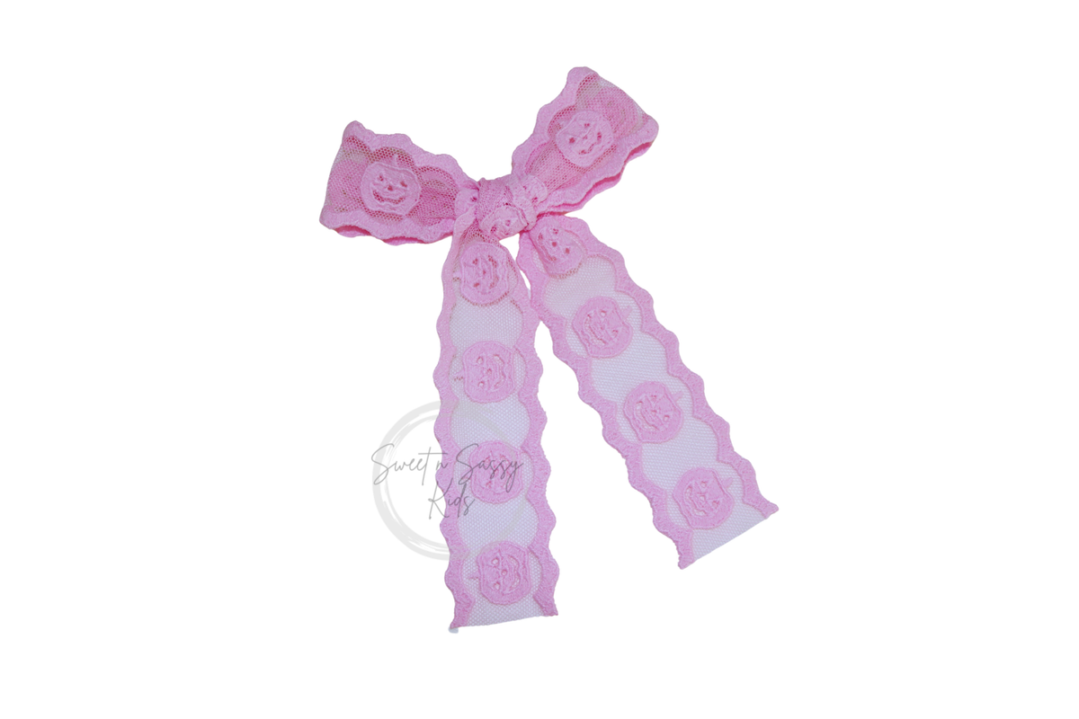 Pink Pumpkin Lace Bow